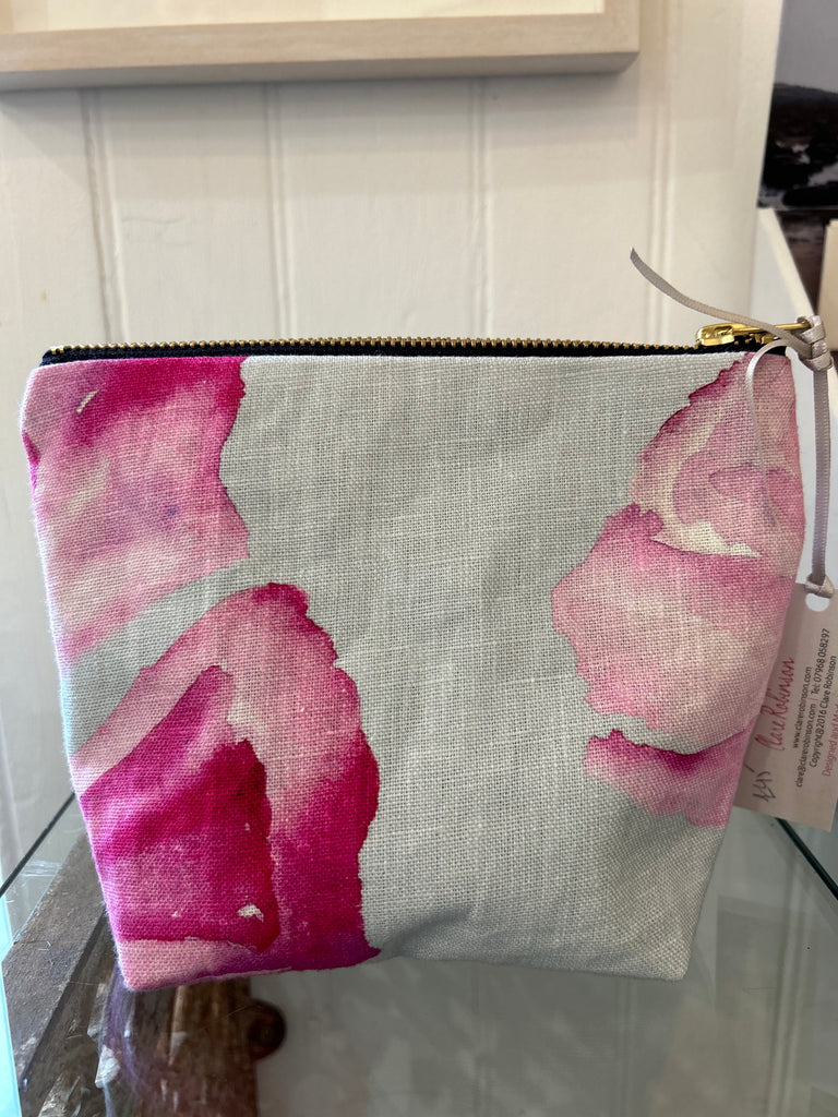 Make Up Bag in Linen Pink Small